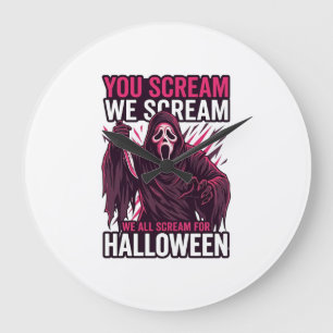 Relógio Grande Você Grita Nós Fantasma de Halloween Faca Sangrent