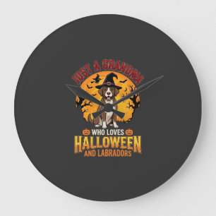 Relógio Grande Vovó de Halloween Labrador Design de Cachorro_1