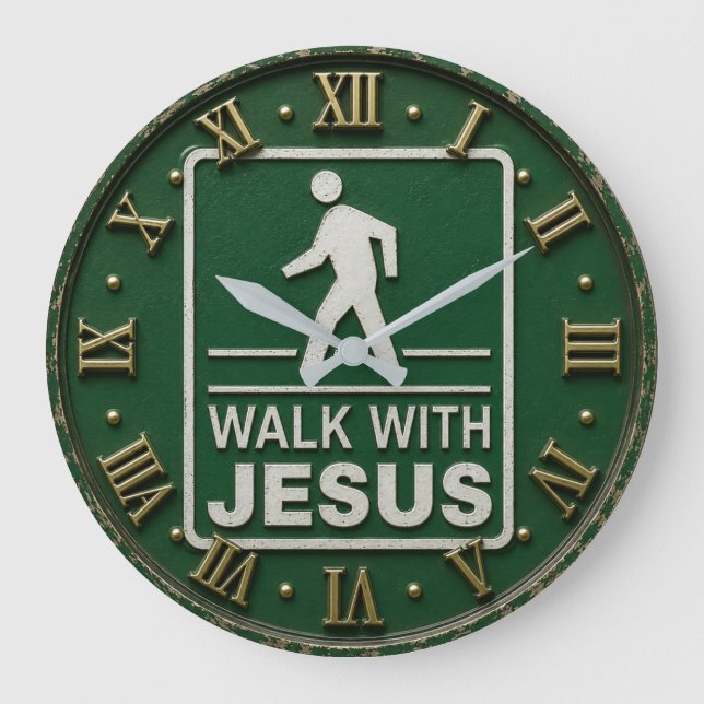 Relógio Grande Walk with Jesus Christian (Frente)