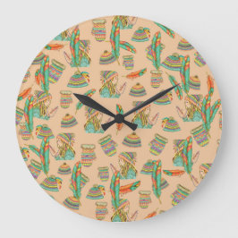 Relógio Grande Wall Clock Boho Hat Girl