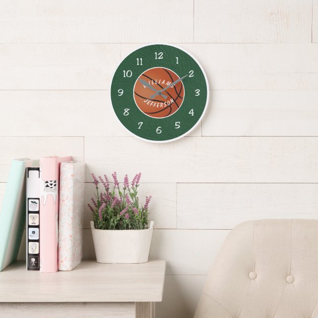 Relógio Grande Wall Clock for Basketball Fan personalize (Sala de leitura)