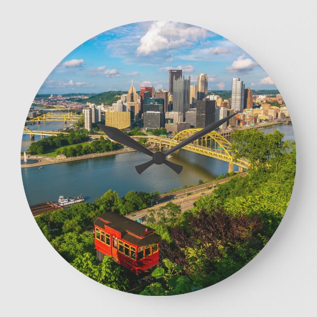 Relógio Grande Wall Clock Pittsburgh Foto Duquesne Incline (Frente)