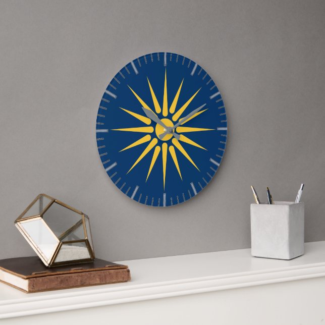 Relógio Grande Wall Clock with flag of Macedonia, Greece (Escritório)