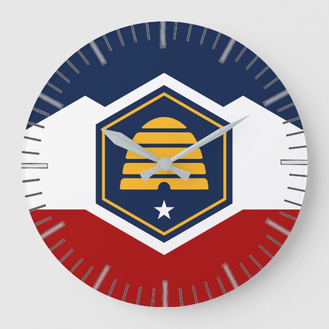 Relógio Grande Wall Clock with Flag of Utah, USA (Frente)
