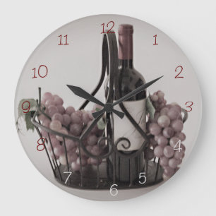 Relógio Grande Wall ClockOpt. 2 Cesta com Vinho e Uva Grande C