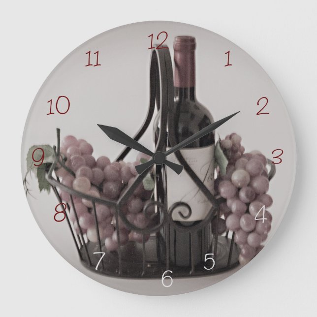Relógio Grande Wall ClockOpt. 2 Cesta com Vinho e Uva Grande C (Frente)