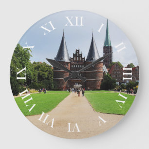 Relógio Grande Wanduhr redondo dígitos romanos Lübeck Holstento