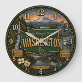 Relógio Grande Washington State Evergreen Pacific Northwest Gift