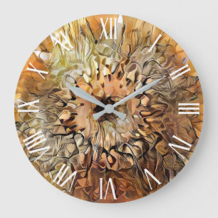 Relógio Grande Watercolor Big Sun Sunflower Elegation