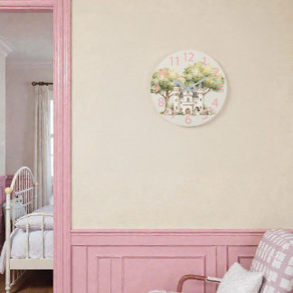 Relógio Grande Watercolor Fairytale Princess Whimsical