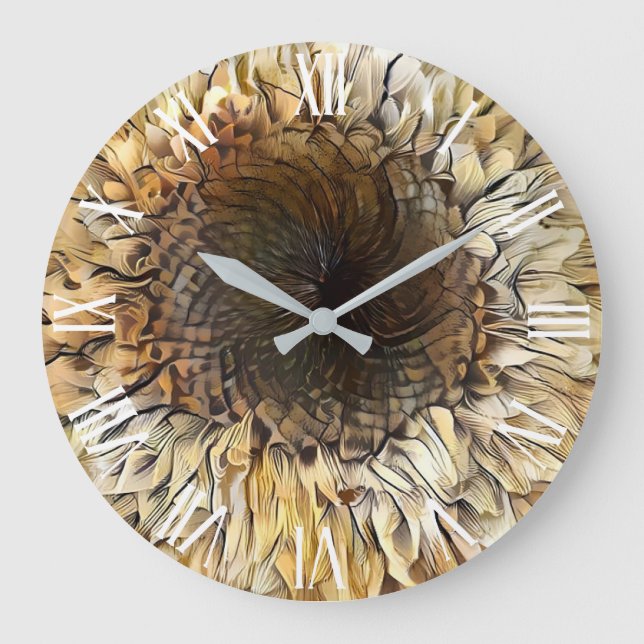 Relógio Grande Watercolor Tiger Sunflower Elegant Collection (Frente)