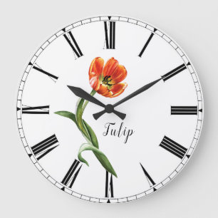 Relógio Grande Watercolor Tulip Floral