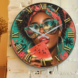 Relógio Grande Watermelon Pop Luxury Fashion Tropical Woman