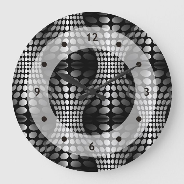 Relógio Grande Waves Pontas Papel de parede preto e branco (Frente)