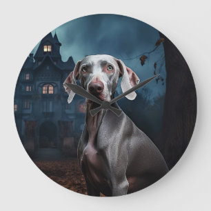 Relógio Grande Weimaraner Halloween Scary