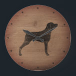 Relógio Grande Weimaraner Silhouette Rustic<br><div class="desc">Relógio de Muro de Weim Lover. A design de madeira é impressa,  não madeira real.</div>