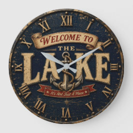 Relógio Grande Welcome to the Lake House Rustic Vintage Nautical 