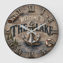 Relógio Grande Welcome to the Lake Rustic Anchor Nautical