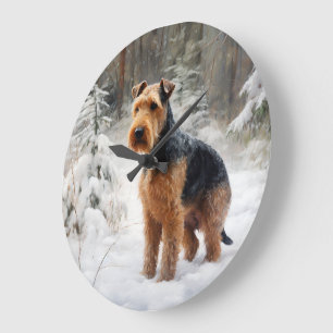 Relógio Grande Welsh Terrier Deixe Nevar Natal
