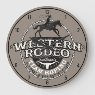 Relógio Grande Western Rodeo Old West Steer Roping Personalizado