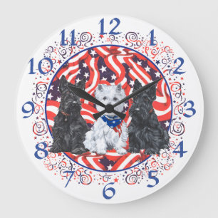 Relógio Grande Westie & Scottie Terrier Clock