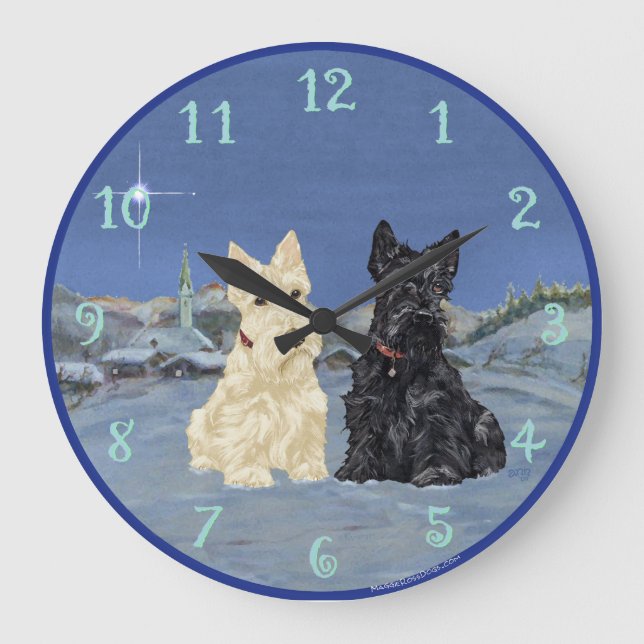 Relógio Grande Whaten Black Scotties Natal (Frente)
