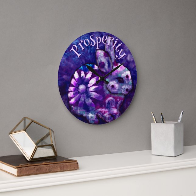 Relógio Grande Whimsical Floral Bunny Rabbit Personalized (Escritório)