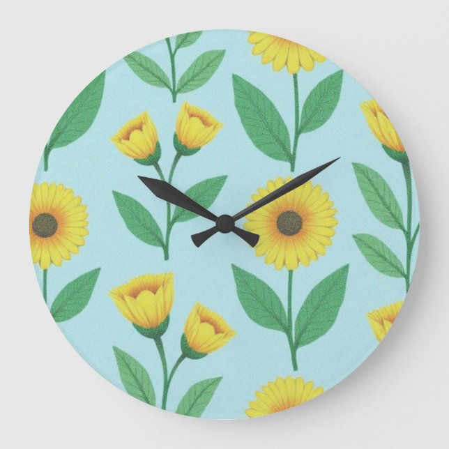 Relógio Grande Whimsical Glee Bloom (Frente)