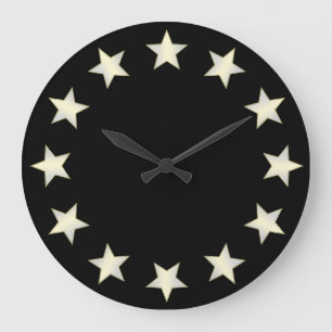 Relógio Grande White Stars Black Background Clock