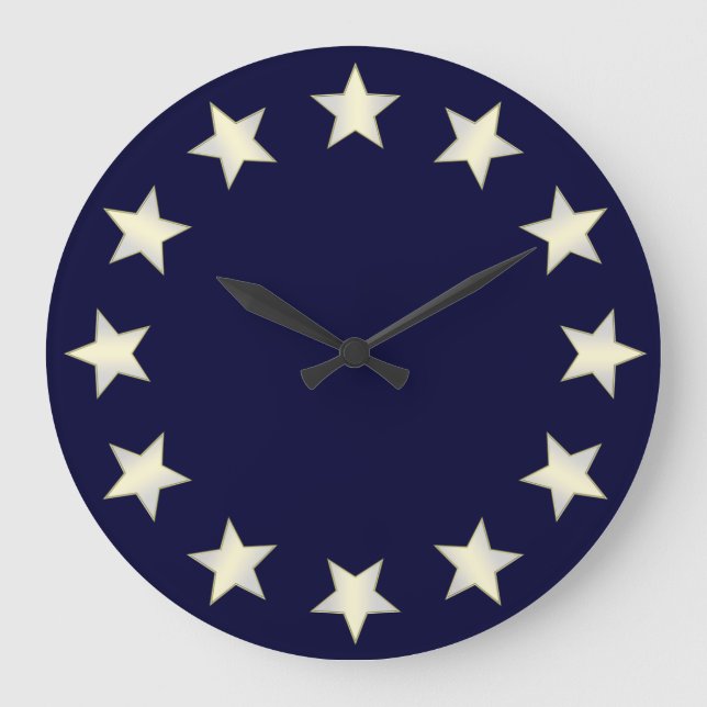 Relógio Grande White Stars Blue Background Clock (Frente)