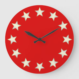 Relógio Grande White Stars Red Background Clock