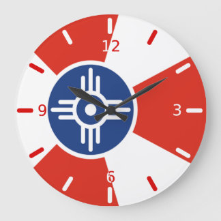 Relógio Grande Wichita (Kansas) flag Large Clock