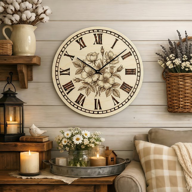 Relógio Grande Wild flowers Wall Clock (Criador carregado)
