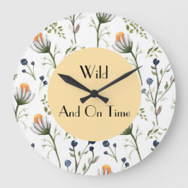 Relógio Grande Wild & On Time – Watercolor Wildflower Wall Clock