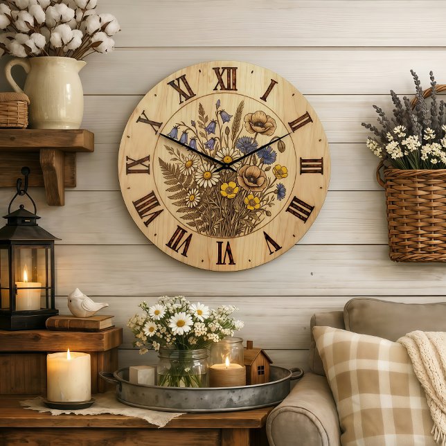 Relógio Grande Wildflower Wall Clock (Criador carregado)