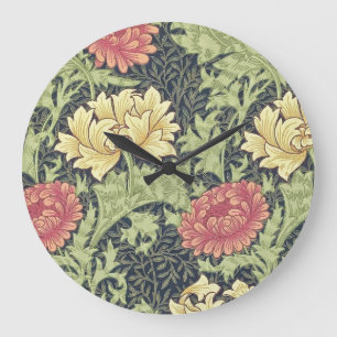 Relógio Grande William Morris Chrysanthemum Vintage Arte Floral