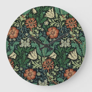 Relógio Grande William Morris Compton Floral Art Nouveau Pattern