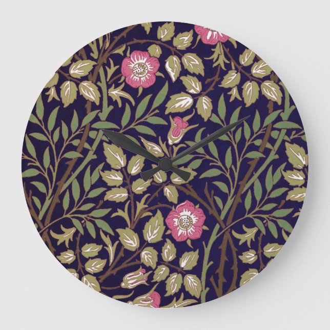 Relógio Grande William Morris Sweet Briar Floral Art Nouveau (Frente)