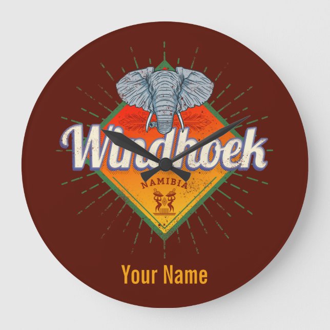 Relógio Grande Windhoek Namibia Retro Elefante Vintage África (Frente)