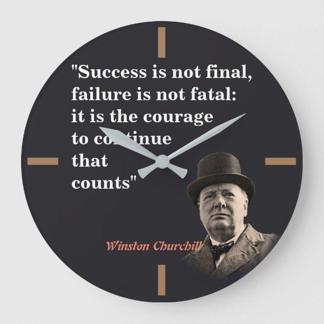 Relógio Grande Winston Churchill Cotação Sobre Coragem (Frente)