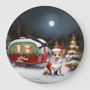 Relógio Grande Winter Corgi Caravan Christmas Adventure