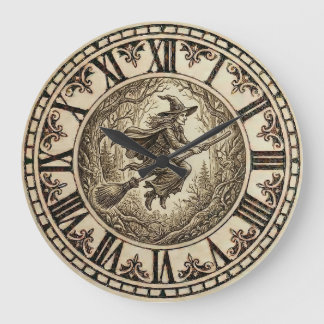 Relógio Grande Witch Forest Wall Clock | Wood-Burned Style