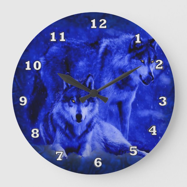 Relógio Grande Wolf Clocks de inverno (Frente)