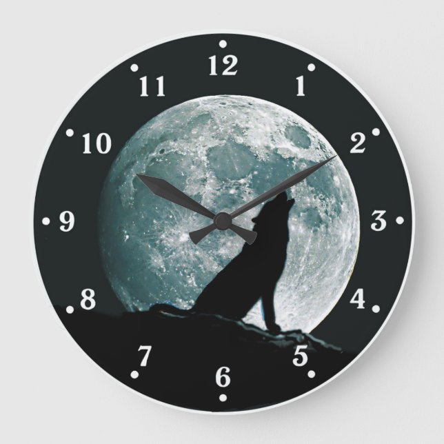 Relógio Grande Wolf Howling Wildlife Wall Clock (Frente)