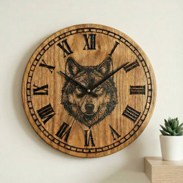 Relógio Grande Wolf Wall Clock – Silent Wild Guardian