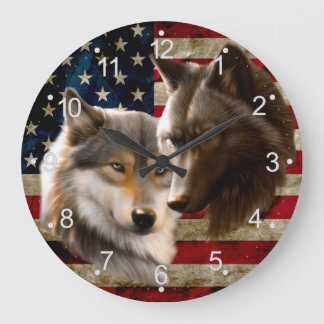 Relógio Grande Wolves American Flag