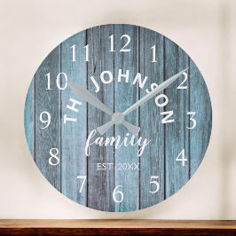 Relógio Grande Wood Custom Family Name Rustic Beach House