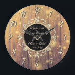 Relógio Grande Wood Lights Diamantes 50º Aniversário de Casamento<br><div class="desc">Relógio de aniversário de casamento de diamantes de ouro elegantes.</div>