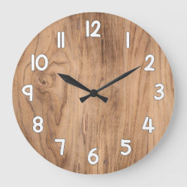 Relógio Grande Wood Texture Wall Clock – Natural Rustic Home Deco