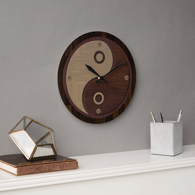 Relógio Grande Wood Yin Yang Wall Clock (Escritório)